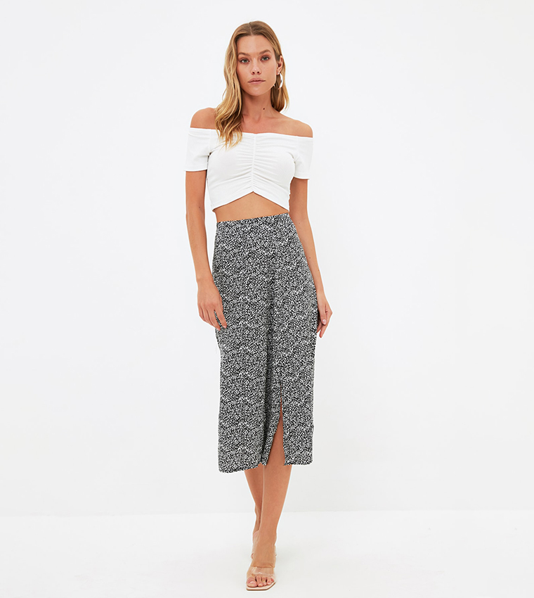 Flared Knitted A-line Skirt main image 1