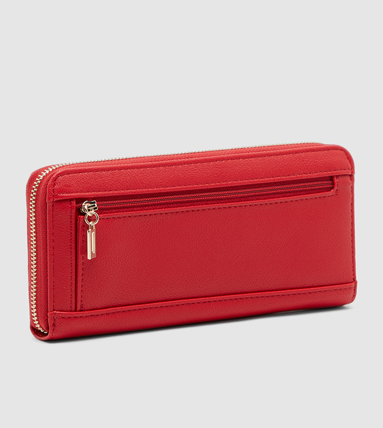 Buy Guess Noelle Slg Large Zip Around Wallet Red In Red