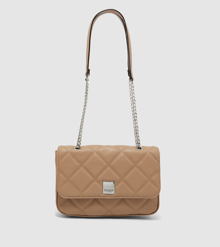 Buy Guess WINDOW ROCK Quilted Flap Closure Sling Bag In Brown