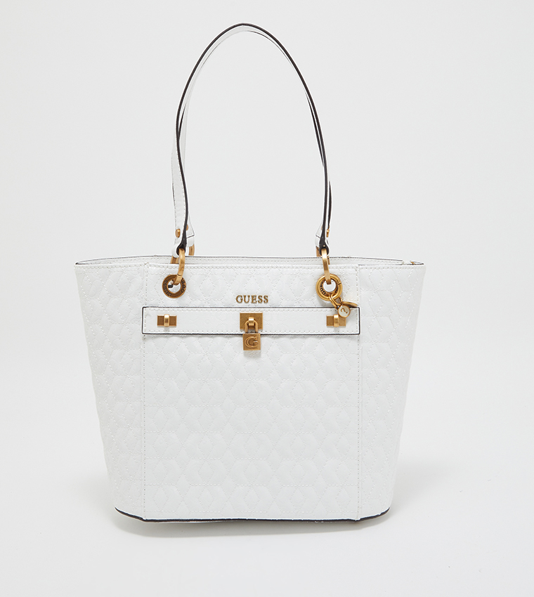 Buy Guess Noelle Elite Logo Detailed Tote Bag In White 6thStreet UAE