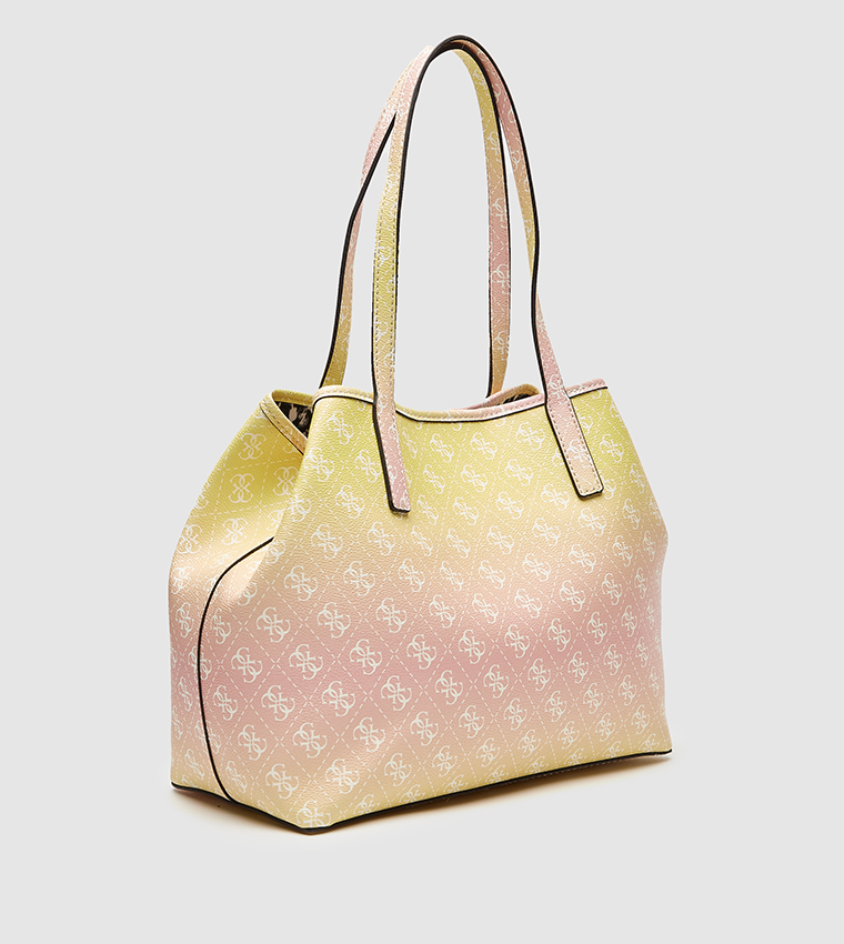 Buy Guess Vikky Logo Detailed Tote Bag In Yellow