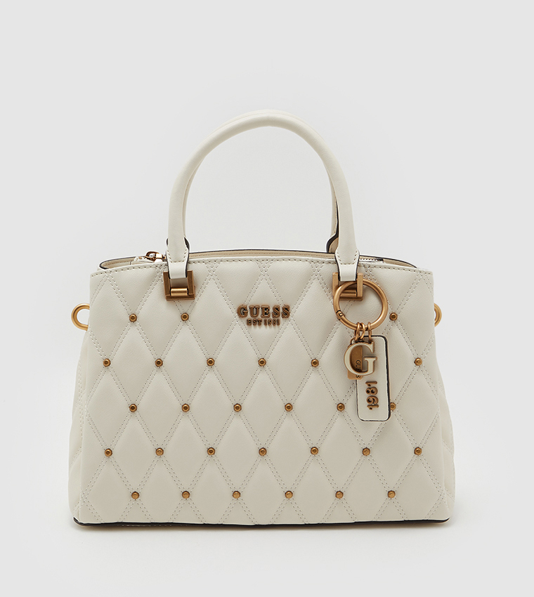Buy Guess Triana Logo Detailed And Compartment Satchel In White