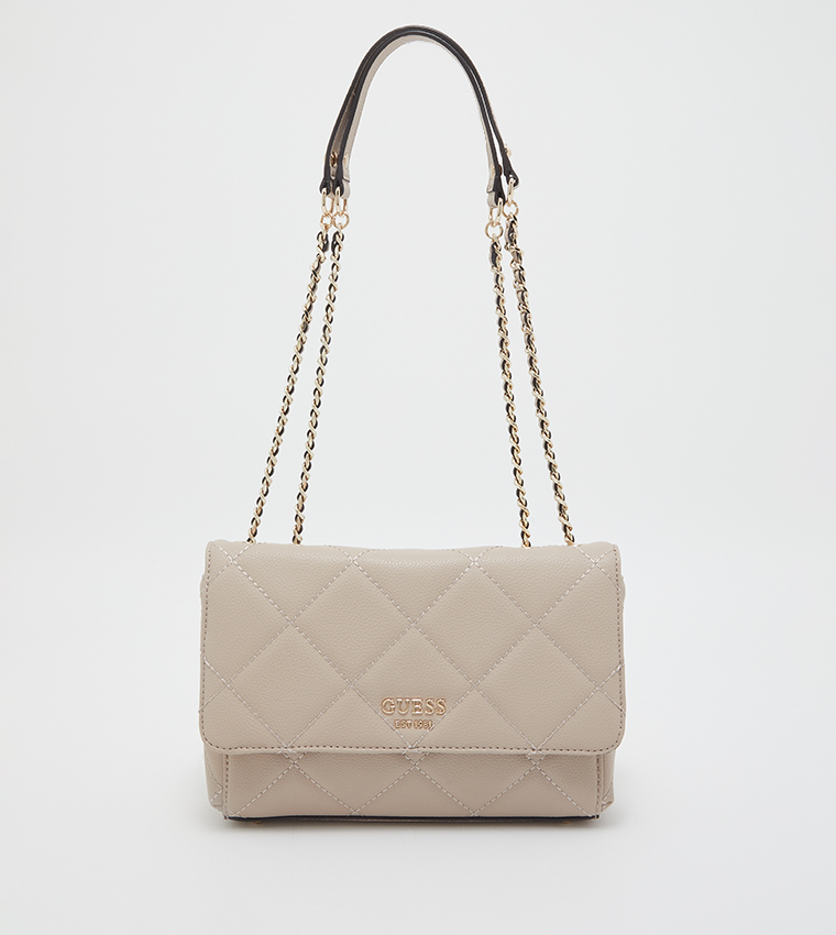 Buy Guess Fantine Convertible Quilted Crossbody Bag In Brown