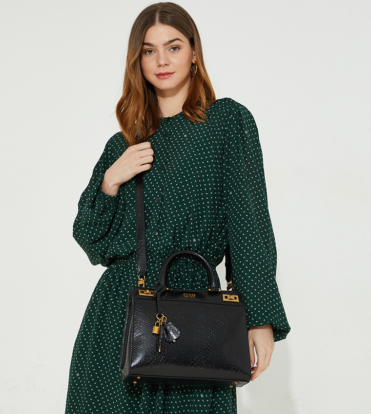 GUESS Bag KATEY LUXURY SATCHEL, BGW, One Size : : Fashion