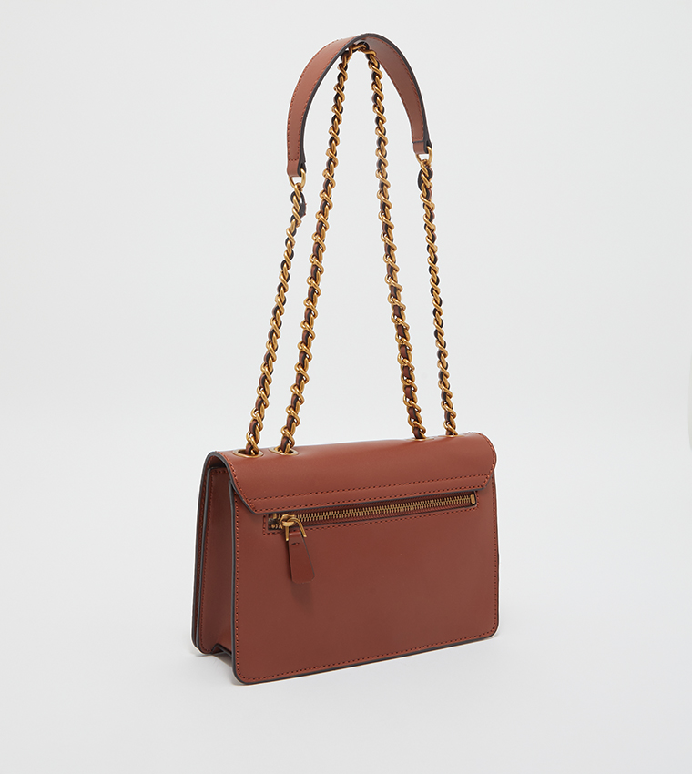 Buy Guess Izzy Convertible Logo Detailed Crossbody Bag In Brown