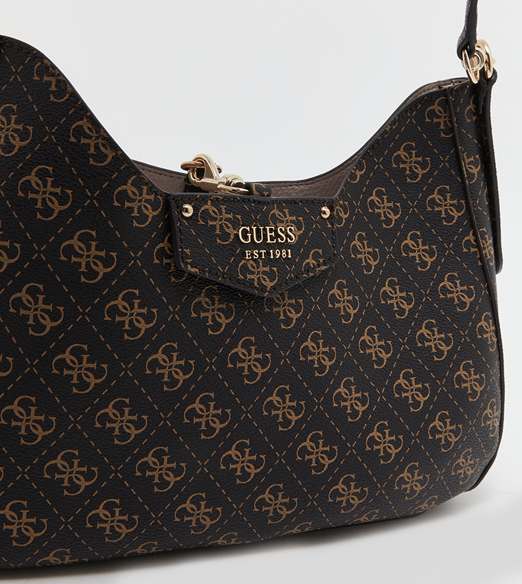 GUESS Eco Brenton Hobo - Borsa A Tracolla + Pochette In Tinta - Colore White Logo - Materiale Eco PU - 5