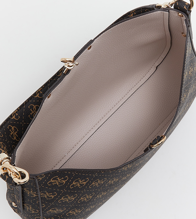Sac à épaule - GUESS - Eco Brenton Girlfriend Satchel - Marron clair