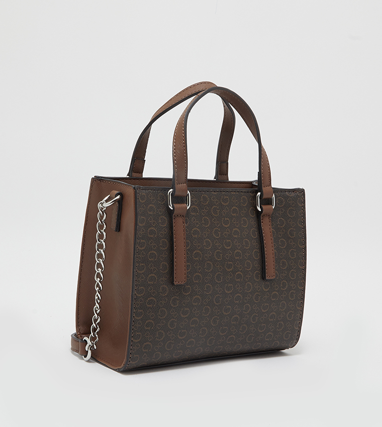Buy Guess Evanston Logo Detailed Satchel Bag In White 6thStreet Saudi