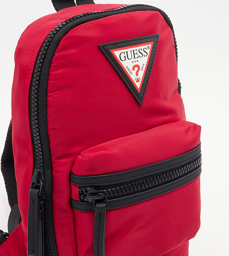 NEW GUESS BLACK Red Logo Large Nylon Lightweight Tote Handbag Purse Gym Bag  $29.99 - PicClick