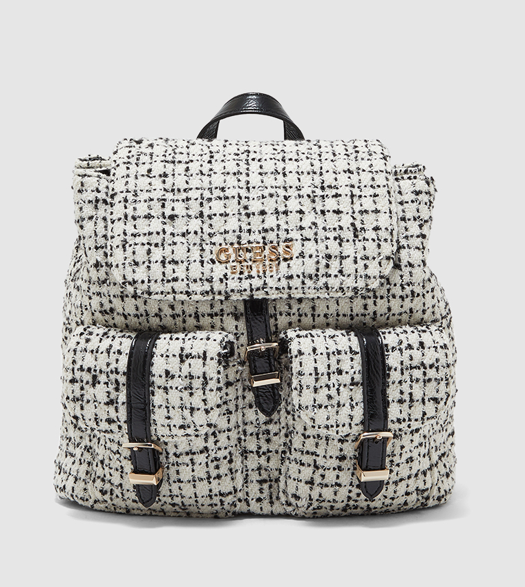 Black and clearance white guess backpack