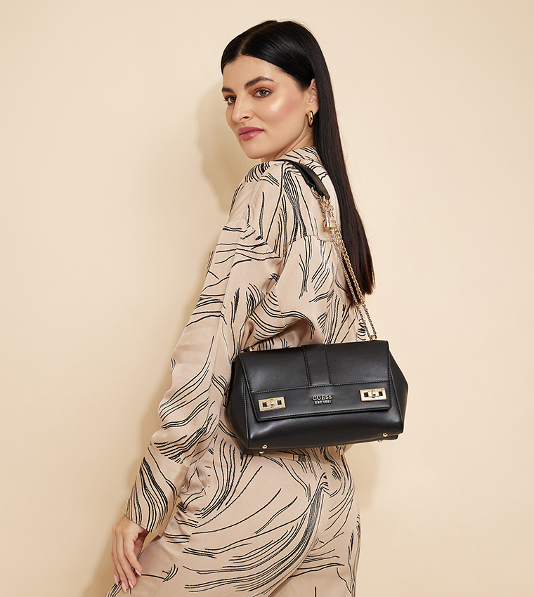 Buy Guess Logo Detail Shoulder Bag In Black 6thStreet Saudi Arabia