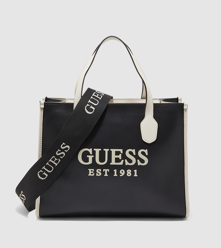 Buy Guess SILVANA Logo Printed Tote Bag In Black | 6thStreet UAE