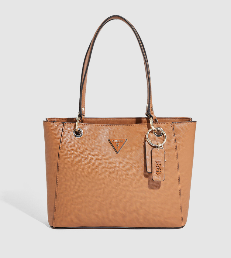 Buy Guess Logo Detailed Textured Tote Bag In Camel 6thStreet UAE