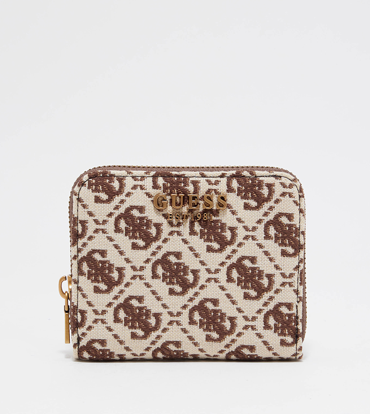 Buy Guess IZZY Patterned Zip Around Wallet In Beige | 6thStreet