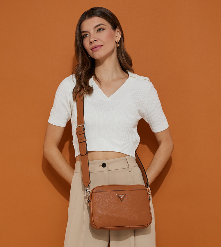 Textured Zippered Crossbody Bag