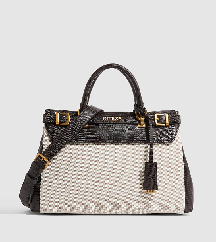 Croc Textured Top Handle Bag