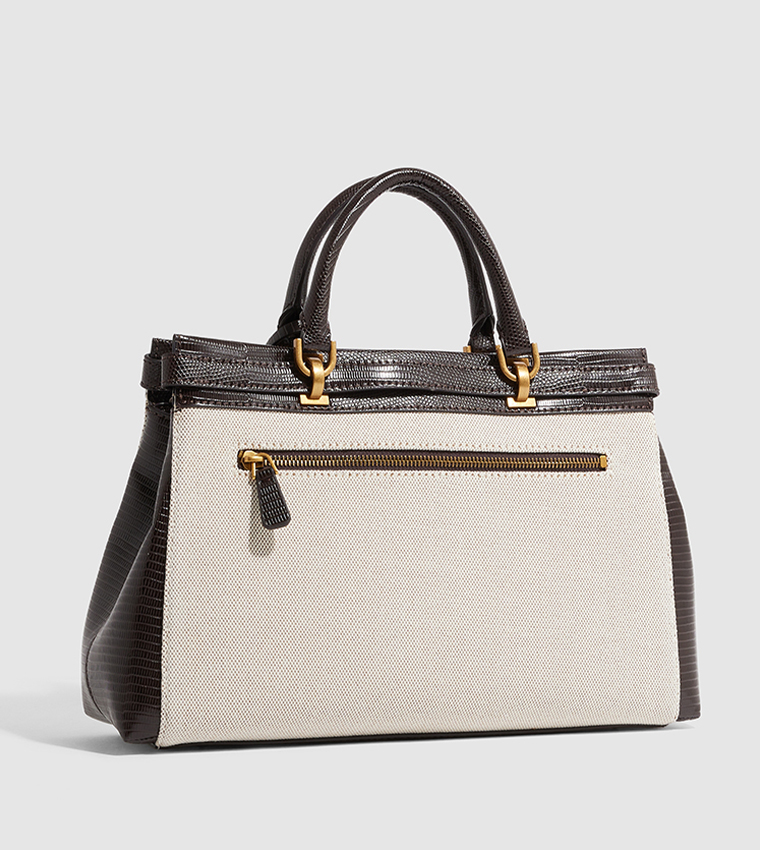 Croc Textured Top Handle Bag