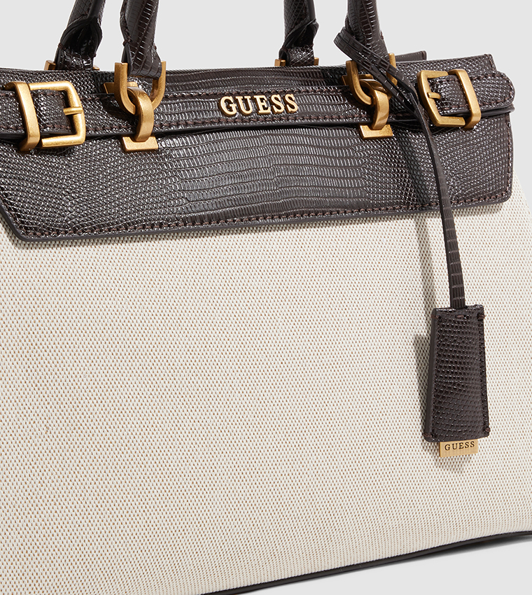 Croc Textured Top Handle Bag