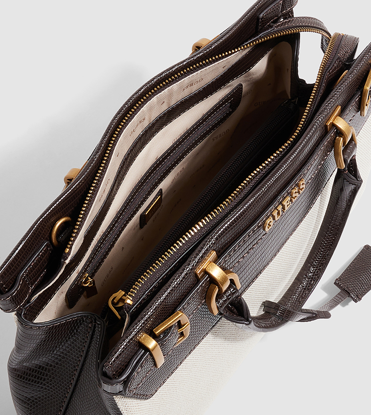 Croc Textured Top Handle Bag