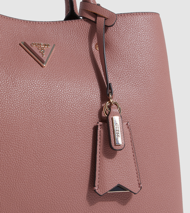Logo Detail Textured Satchel Bag