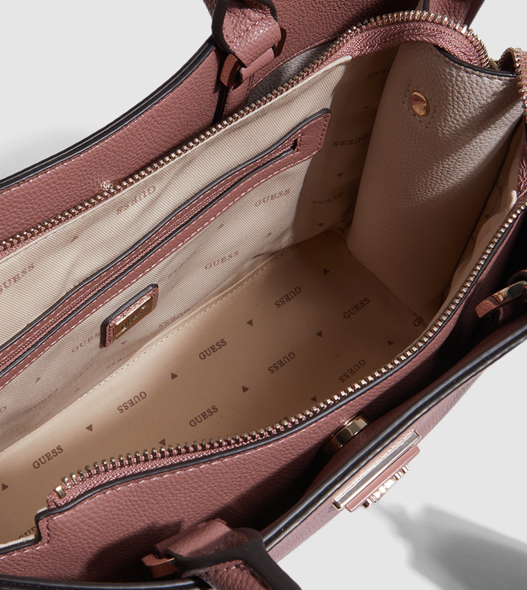Logo Detail Textured Satchel Bag
