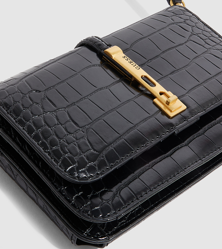 Buy Guess Croc Textured Mini Crossbody Bag In Black 6thStreet UAE