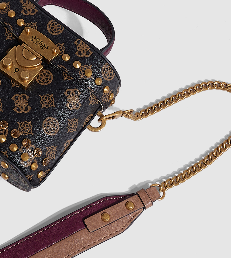 Buy Guess Logo Detail Studded Bucket Bag In Brown 6thStreet UAE