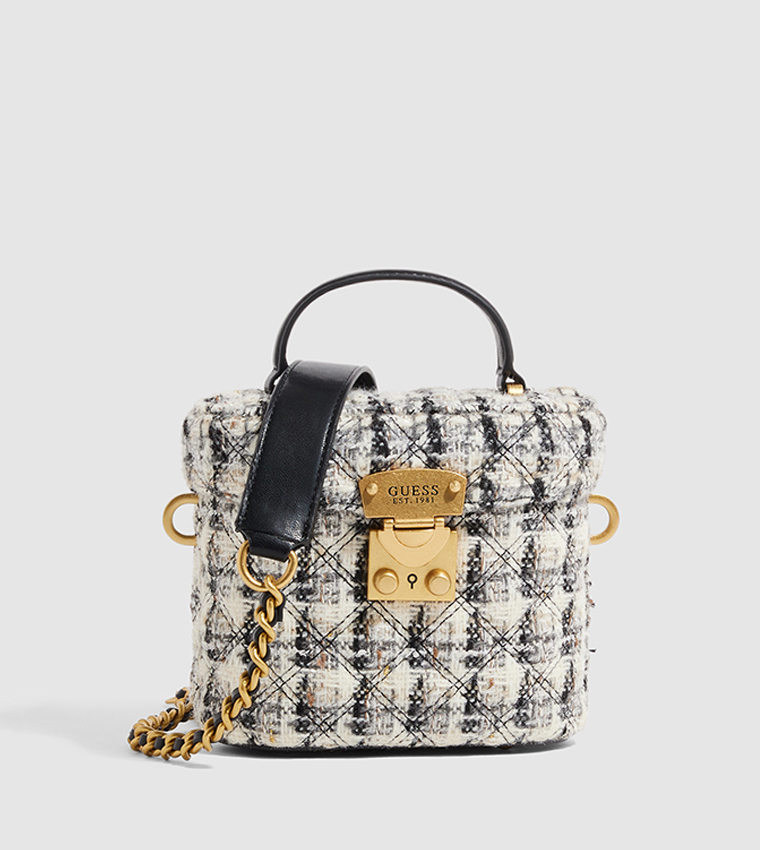 Buy Guess Logo Detail Tweed Bucket Bag In Grey 6thStreet UAE