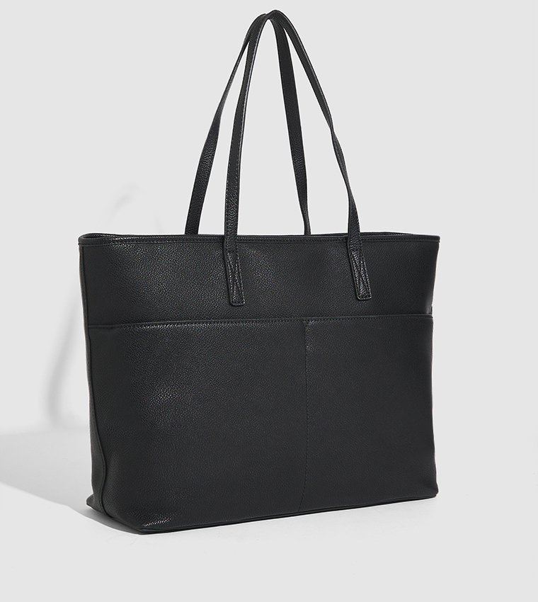 Textured Tote Bag with Pouch