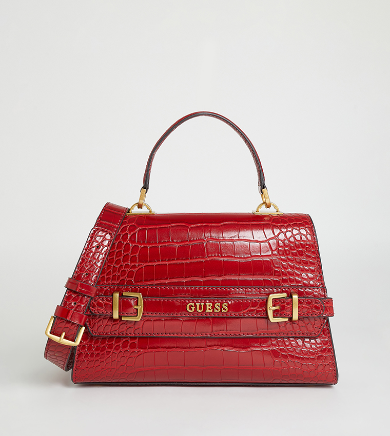 Buy Guess SESTRI Croc Textured Top Handle Bag In Red 6thStreet UAE