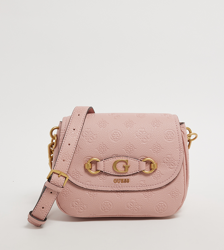 IZZY PEONY Debossed Flap Crossbody Bag