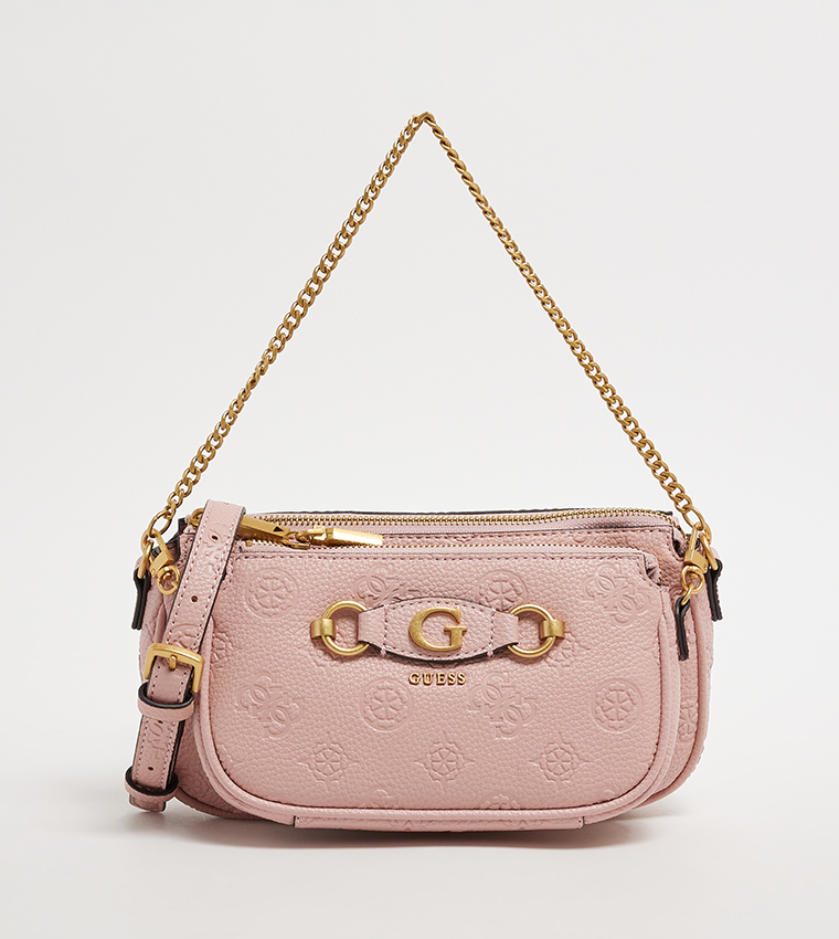 IZZY PEONY Monogram Debossed Crossbody Bag