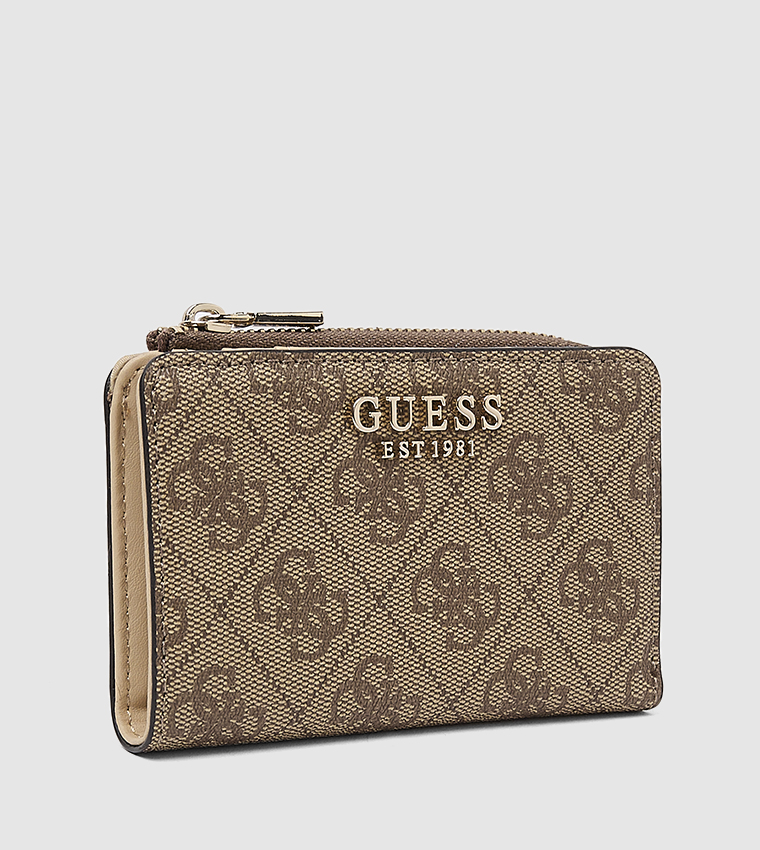 Logo Patterned Zip Around Wallet