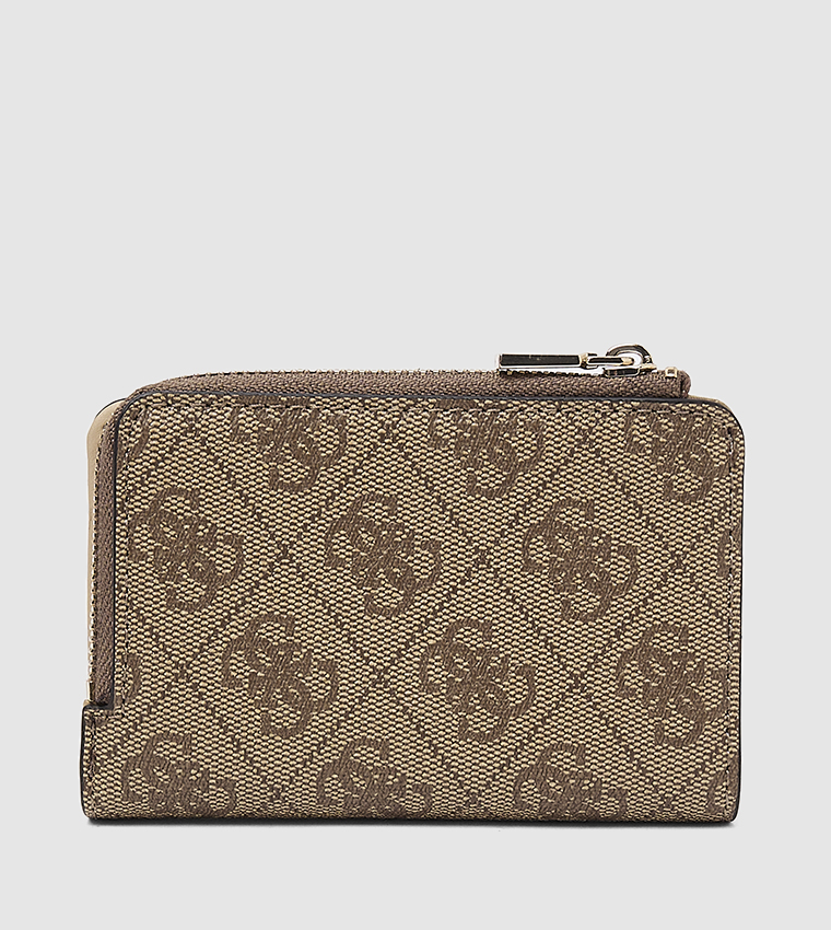 Logo Patterned Zip Around Wallet