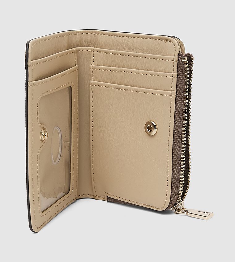 Logo Patterned Zip Around Wallet