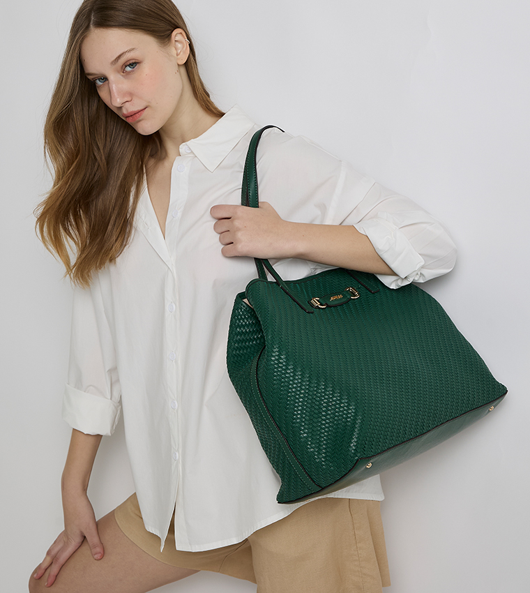 VIKKY II Basket Weave Tote Bag Set