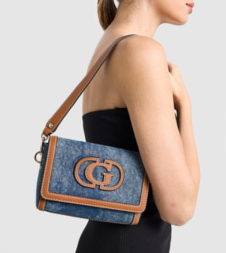 SEBINA Logo Detail Denim Shoulder Bag