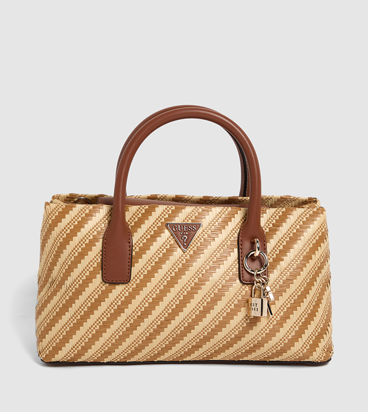 Patterned Zippered Satchel Bag
