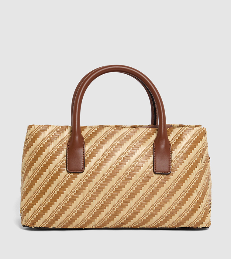 Patterned Zippered Satchel Bag