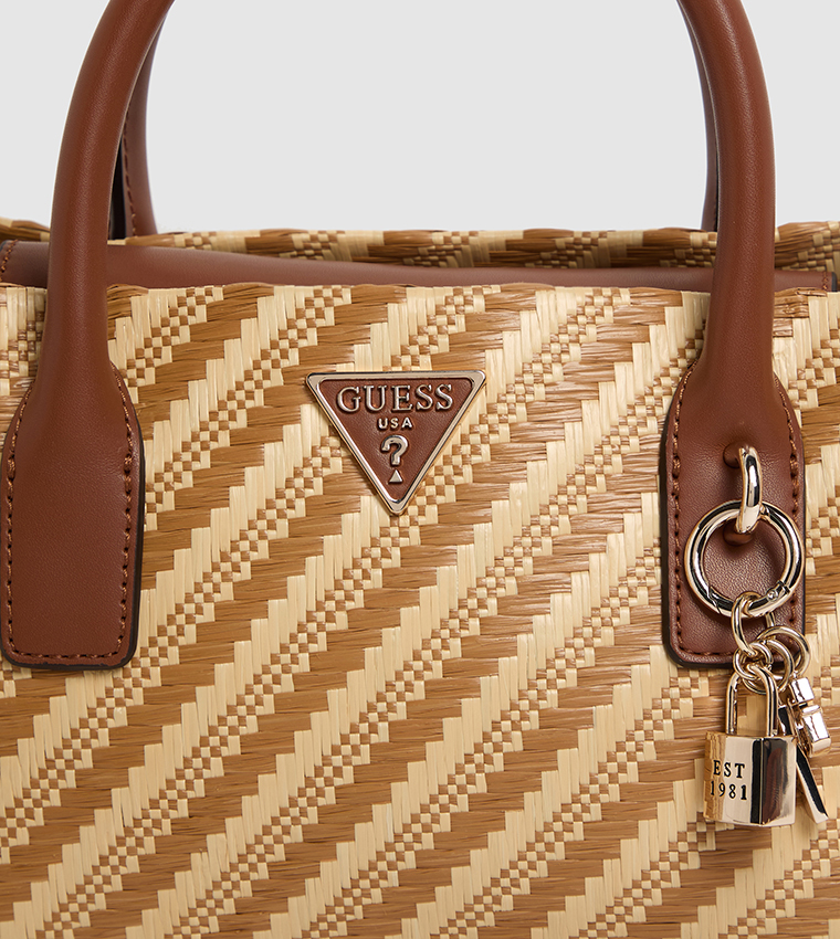 Patterned Zippered Satchel Bag