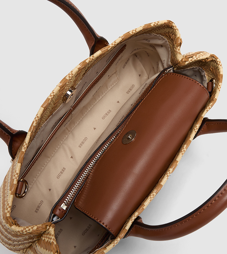 Patterned Zippered Satchel Bag