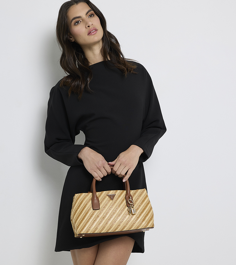Patterned Zippered Satchel Bag