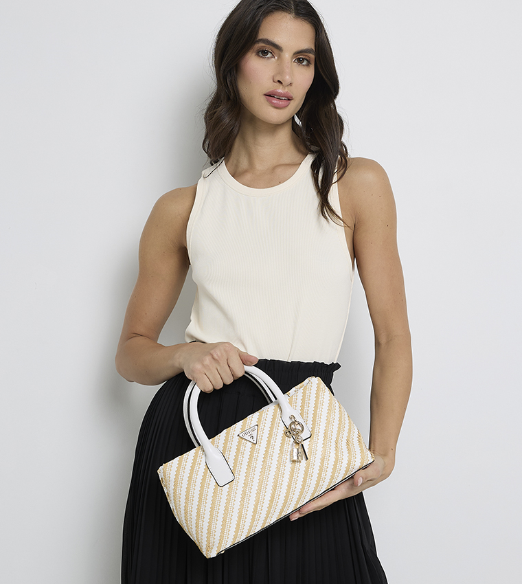 Patterned Zippered Satchel Bag