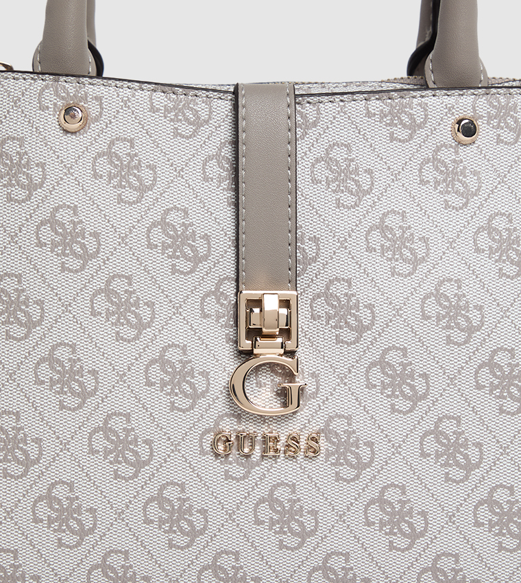 Logo Patterned Satchel Bag