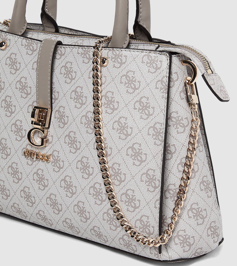 Logo Patterned Satchel Bag