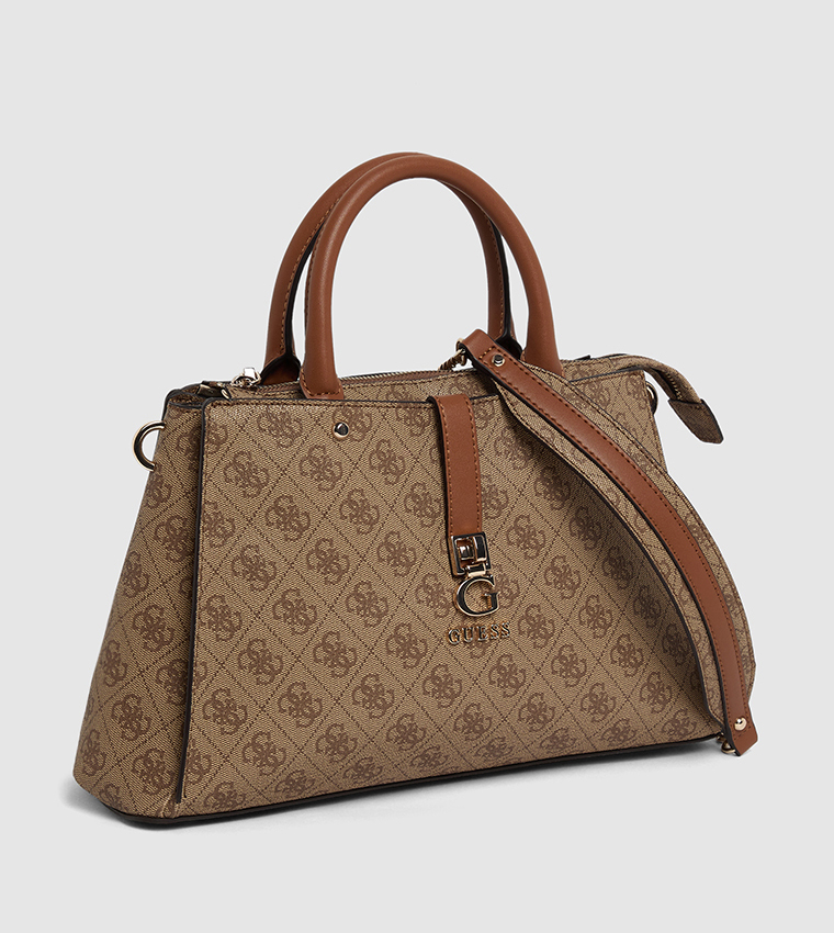 Logo Patterned Satchel Bag