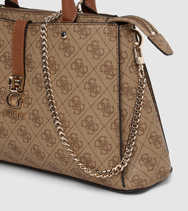 Logo Patterned Satchel Bag