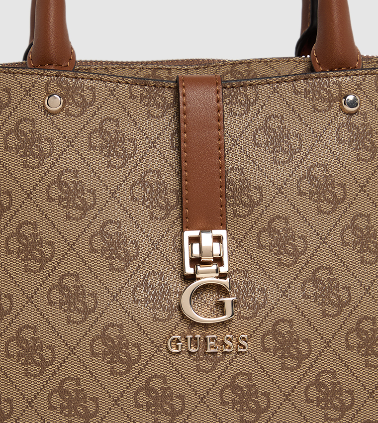 Logo Patterned Satchel Bag