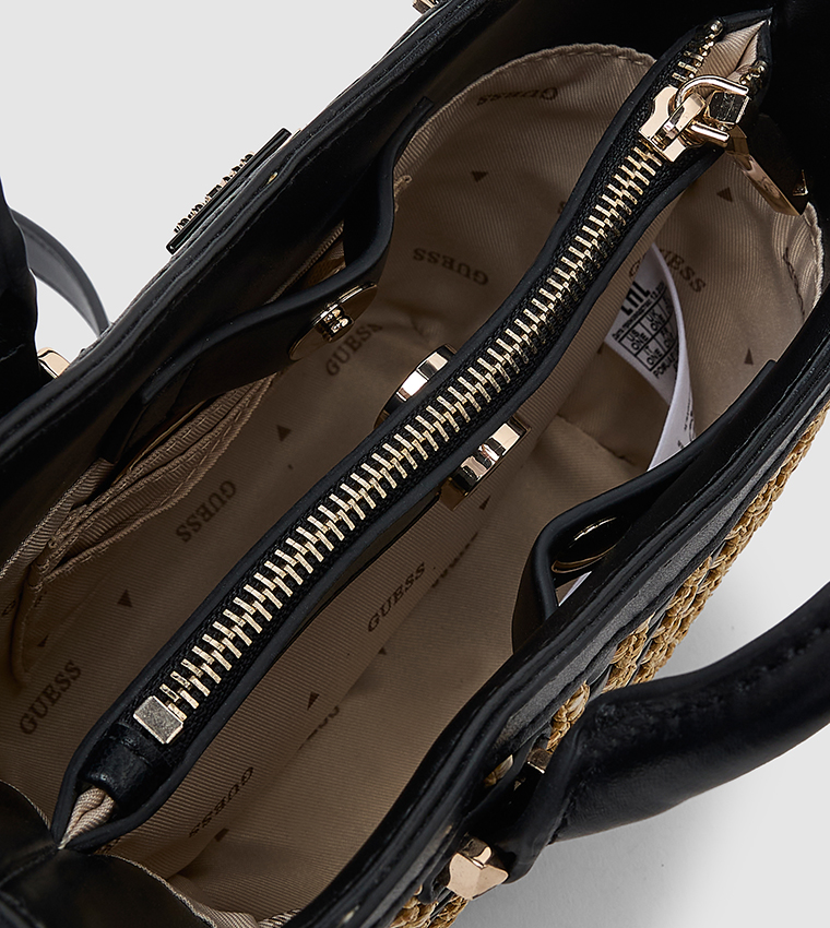 Straw Detail Mini Satchel Bag