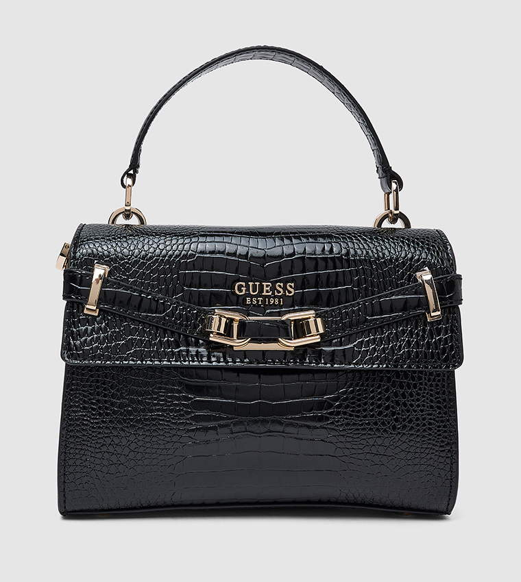 Croc Textured Top Handle Bag